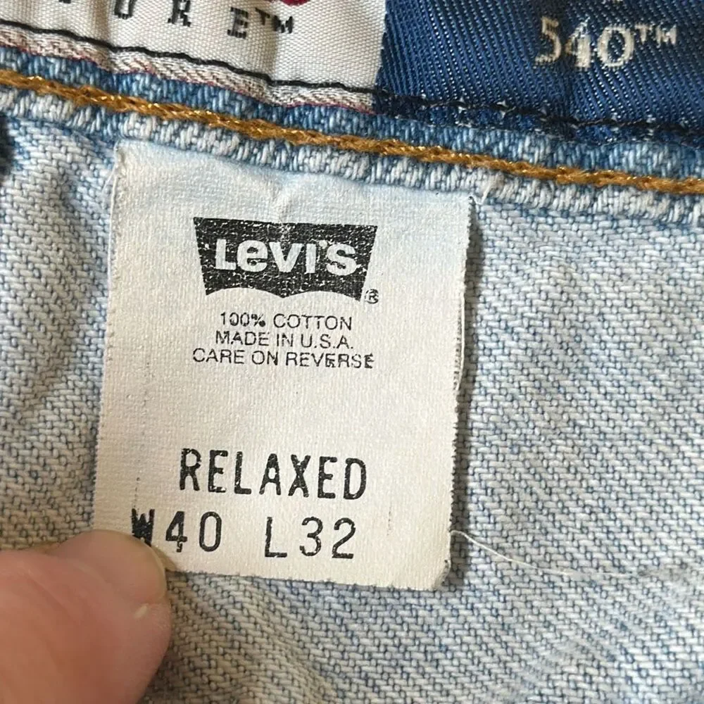 VTG‎ Levis Jeans Mens 40x32 Blue 540 Made In USA Brown Tab Western 90s Denim